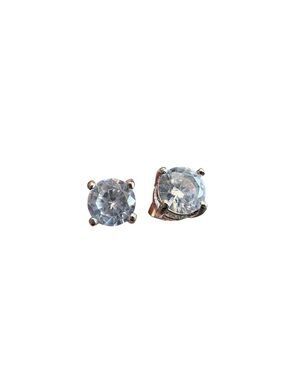 Round Diamond Silver Stud Earrings